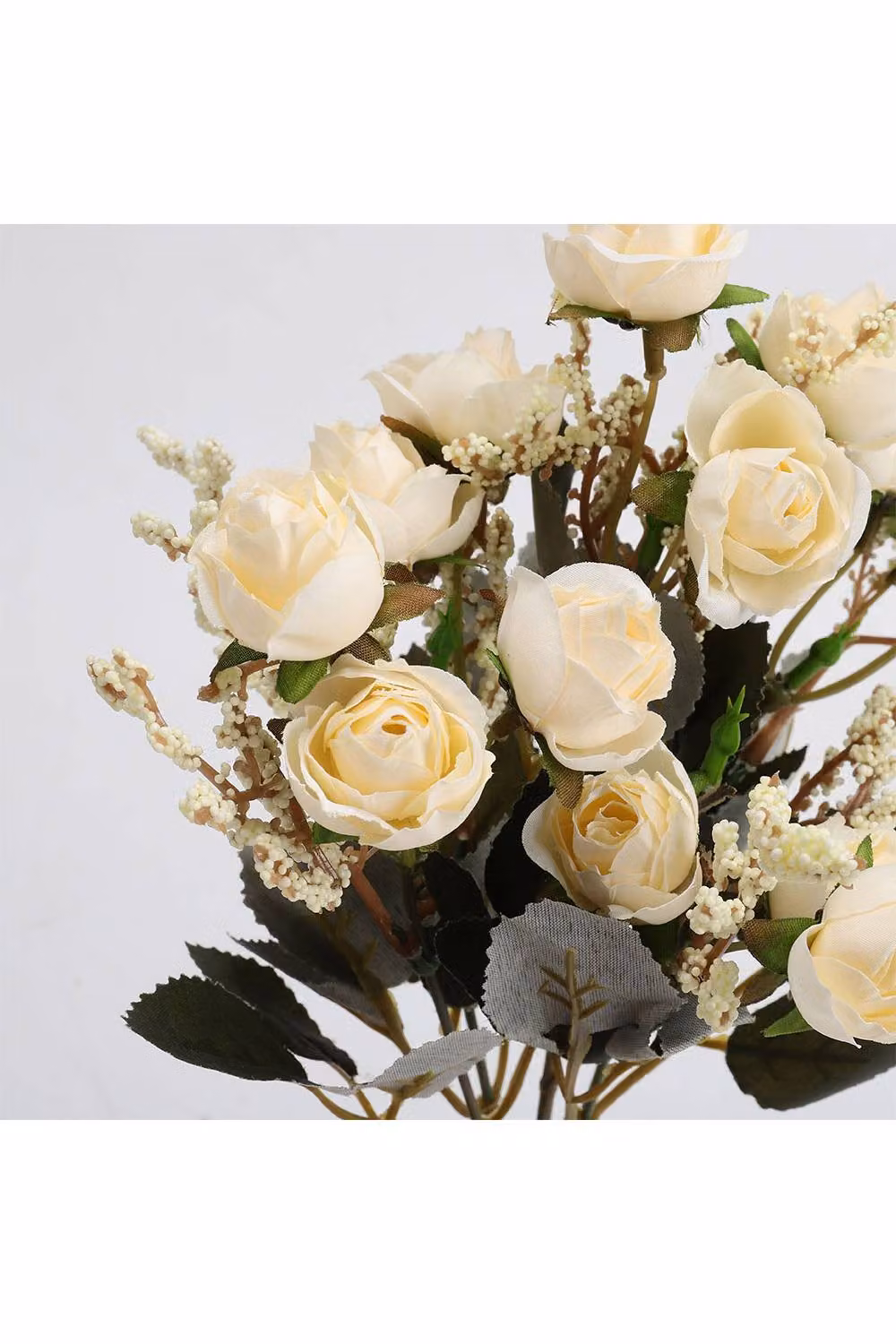 Living and Home Artificial Silk Rose Bouquet in Beige for Wedding Decoration – 2