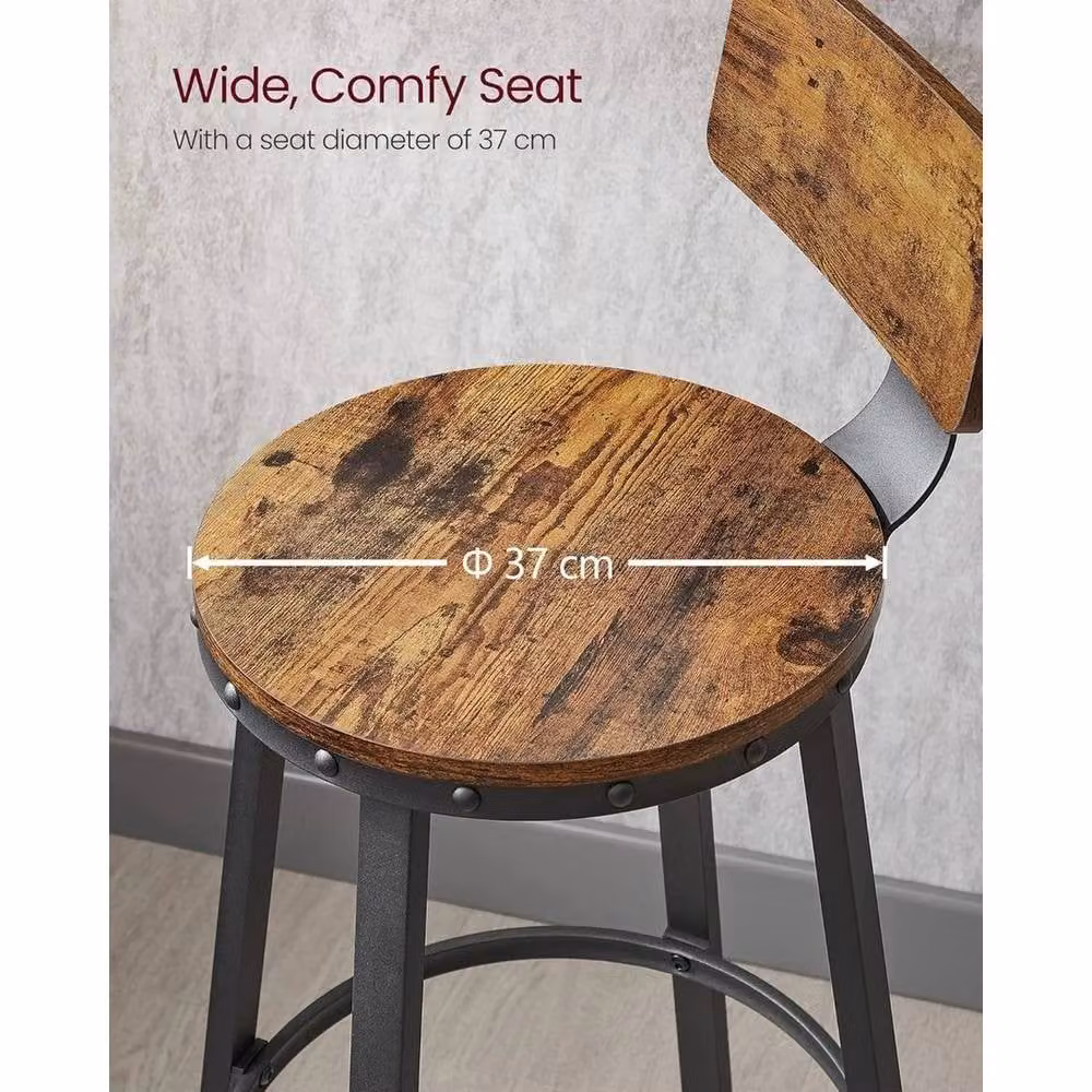 FORGEVIO Industrial Bar Stools Set of 2 in Rustic Brown and Ink Black – 2