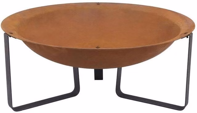 Woodlodge Helston Fire Pit with Stand and Fire Bowl in Black and Brown Rust Effect