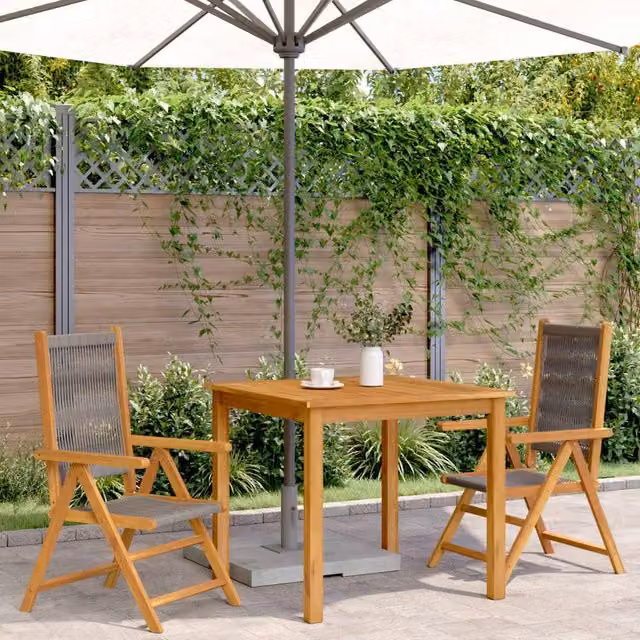 Berkfield Home Beautiful Garden Chairs, Set of 2, Grey Acacia Wood and Polypropylene