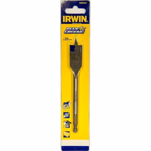 Irwin Blue Groove 4X Auger Flat Bit, Silver, 20 mm x 152 mm