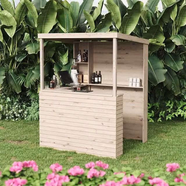 Livingandhome Rustic Solid Wood Garden Bar Shed in Brown