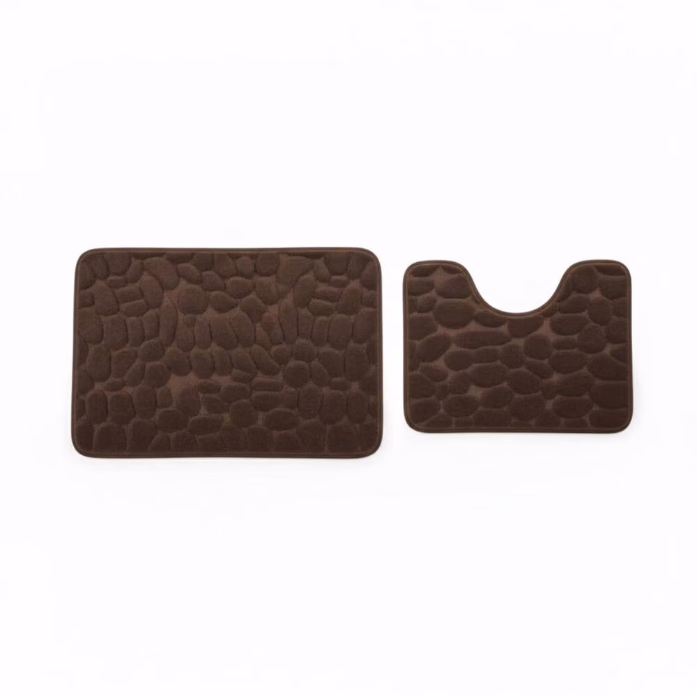 Snug City Pebble Design Memory Foam Bath Mat Set in Brown, W: 80 cm, D: 50 cm – 2