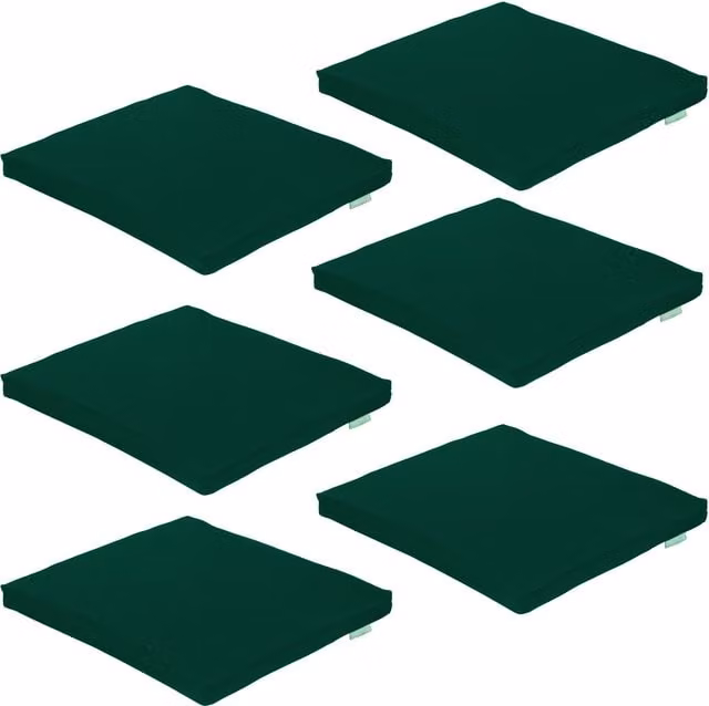 Gardenista Green Outdoor Patio Garden Chair Seat Pad, Pack of 6, W/D: 44 x 50 cm