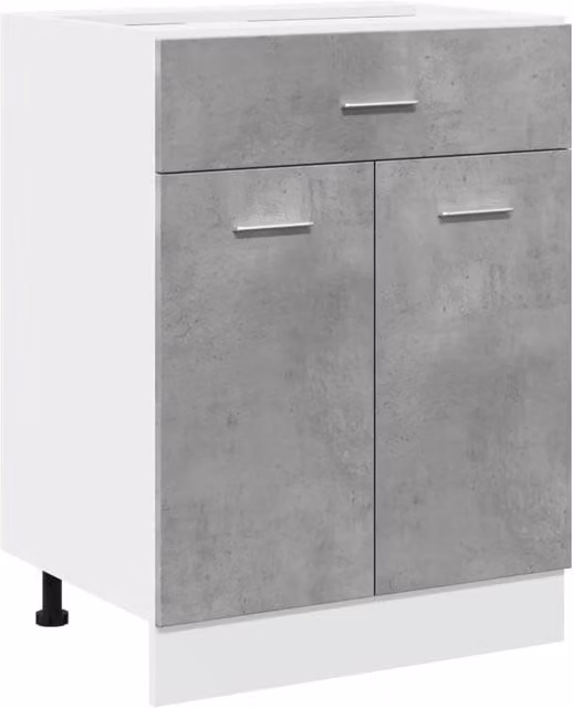 Berkfield Home Lyon Concrete Grey Drawer Bottom Cabinet, W: 60 cm, D: 46 cm, H: 81.5 cm