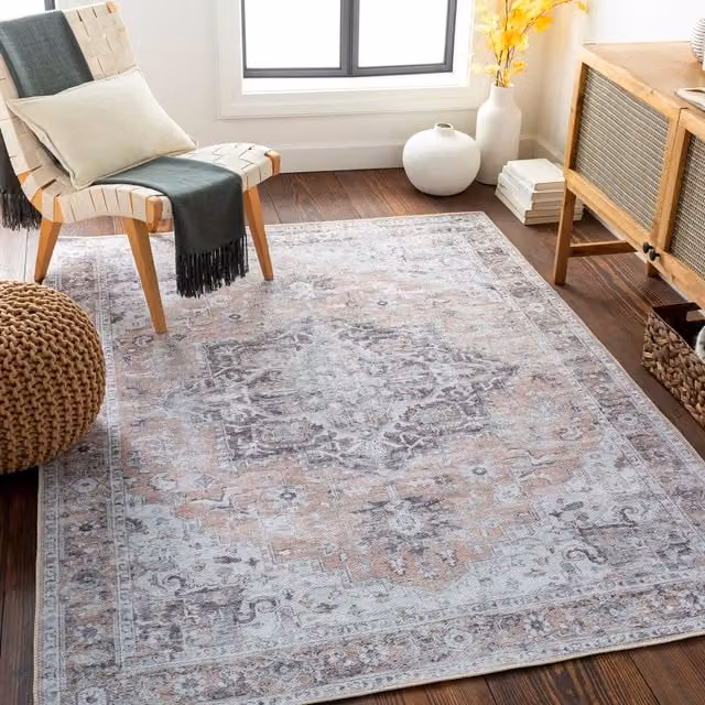 Livabliss Beige and Grey Traditional Vintage Boho Machine Woven Living and Dining Room Rug, W: 80 cm, L: 240 cm – 1