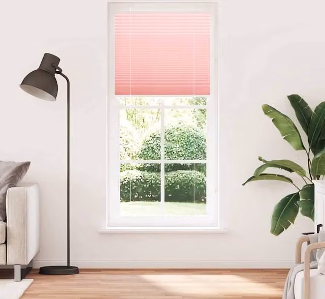 Berkfield Home Single Pleat Corded Blind in Pink, Polyester, W: 94.4 cm, H: 200 cm