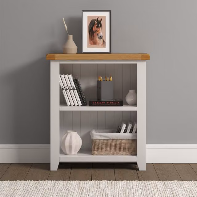Seconique Windsor Low Bookcase in Ivory Oak Wood