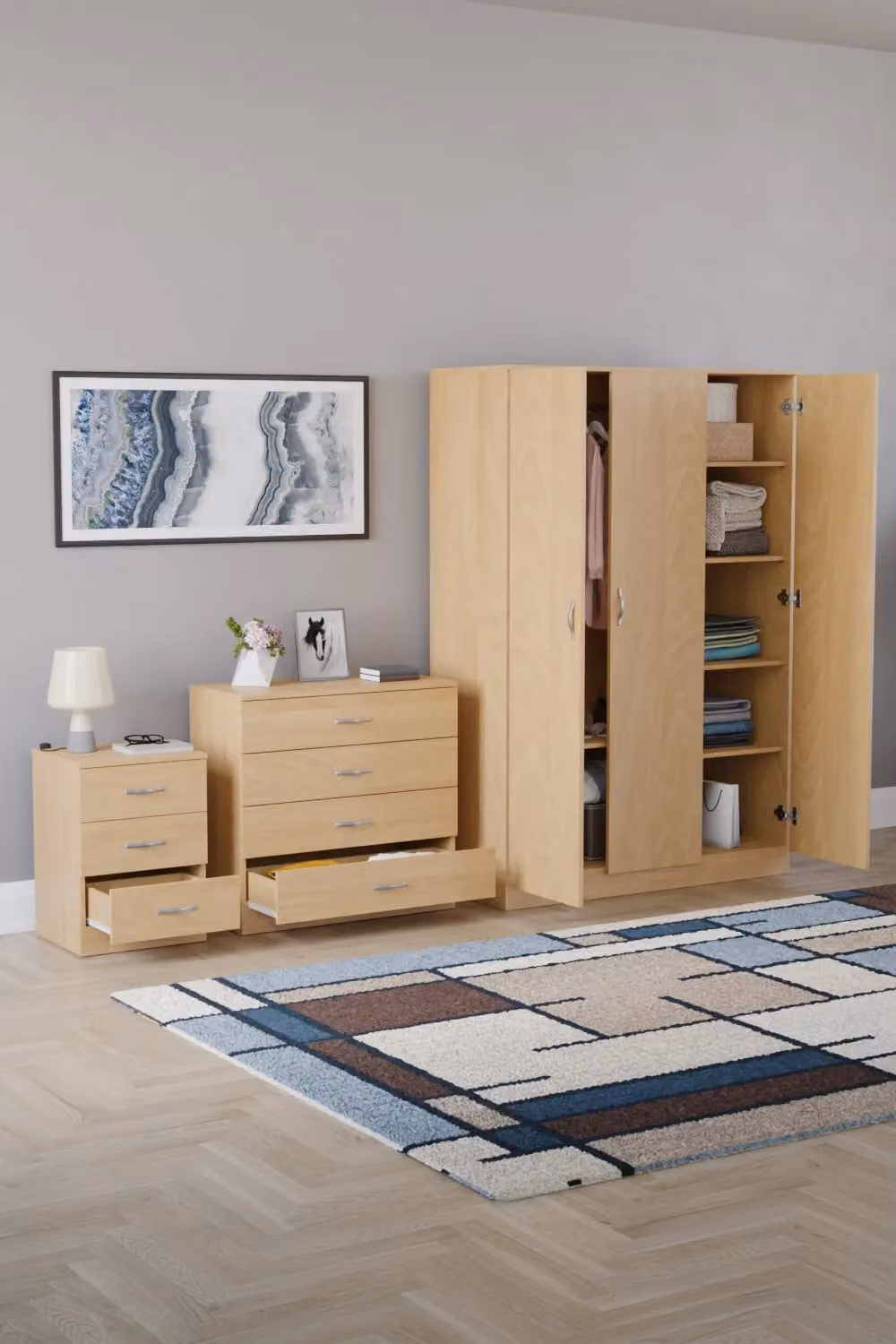 Vida Designs Modern Matt Brown and Green Bedroom Furniture Set – 1