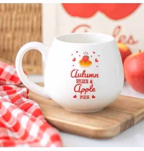 KDMD Autumn Skies & Apple Pies Rounded Ceramic Mug in White