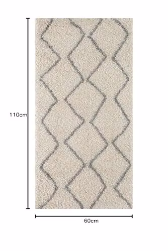 THE RUGS Moroccan Design Rectangular Rug in Grey and White, W/D/H: 110 x 60 x 3 cm – 2