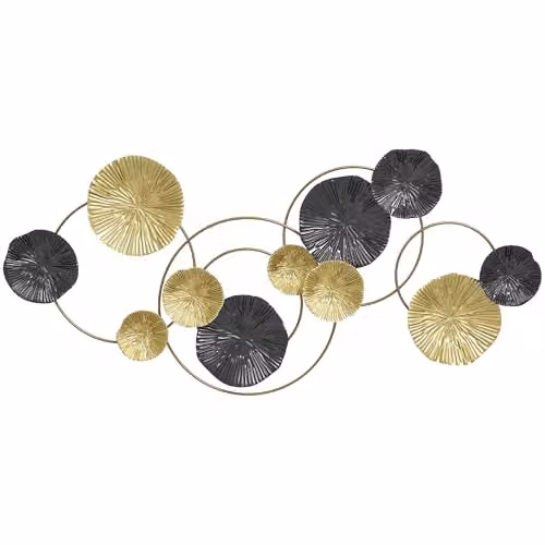 HOMCOM Modern Gold Metal Floral Hanging Wall Art with Abstract Leaf Design – 1