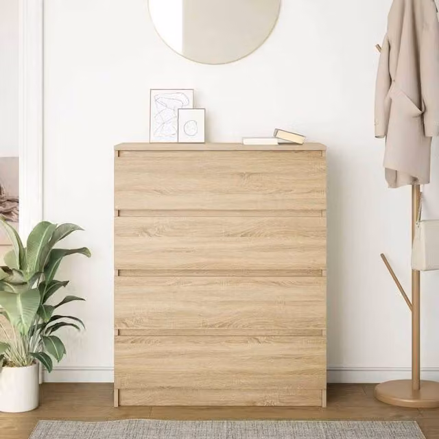 Berkfield Home Sonoma Oak Sideboard in Light Oak, W/D/H: 80 x 35 x 99 cm