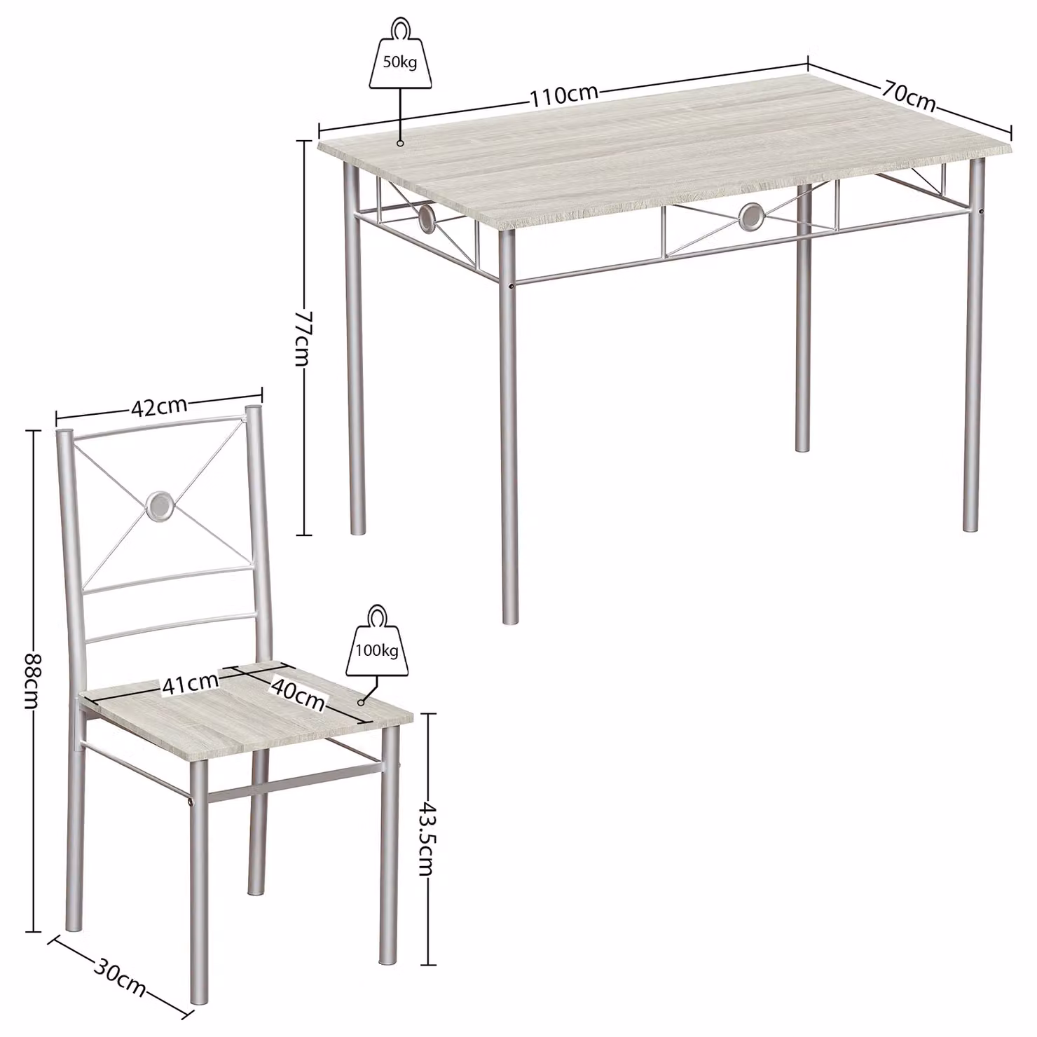 Vida Designs Roslyn 4 Seater Dining Set in Light Oak – 2