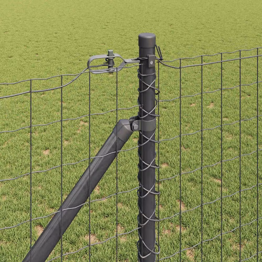 Berkfield Home Euro Fence with 13 Spike Posts, Galvanised Steel, Dark Grey, W: 25 m, H: 1.2 m – 3
