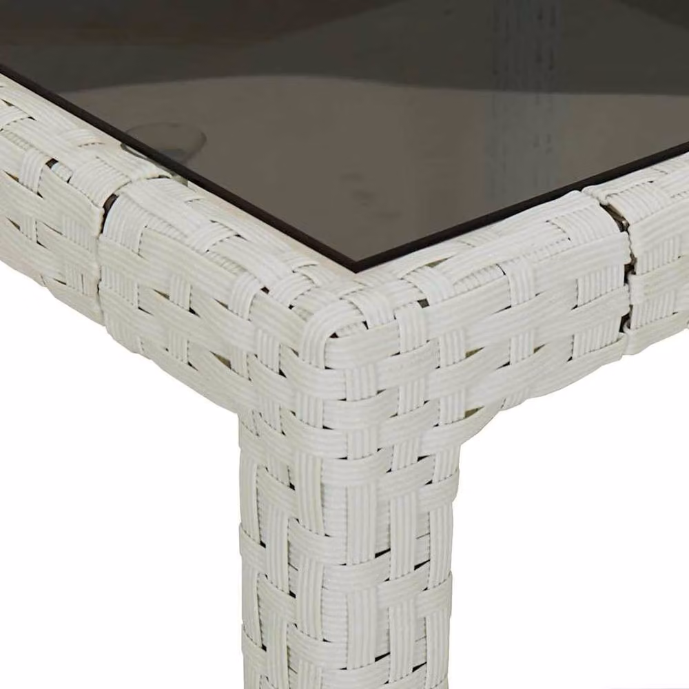 Berkfield Home White Extendable Garden Table with Poly Rattan and Tempered Glass, W/D/H: 250 x 100 x 75 cm – 2