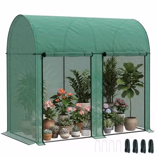 Outsunny Green Walk-In Greenhouse with Roller Doors, W/D/H: 200 x 100 x 178 cm – 1