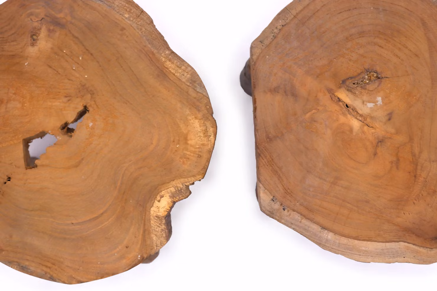 KDMD Set of 2 Rustic Brown Teak Wood Rectangular Tabletop Display Pads, W: 27 cm, D: 20 cm – 3