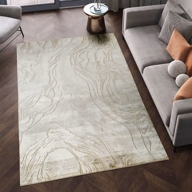Desire Rugs Novu Modern Abstract Living Room Area Rug in Beige and Grey, W/D/H: 170 x 120 cm – 1