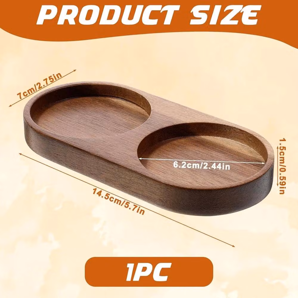VOGREX Acacia Wood Salt and Pepper Grinder Tray Holder in Brown – 2