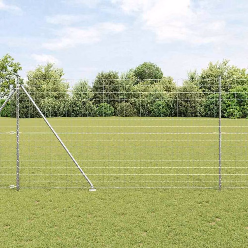 Berkfield Home Euro Fence with 7 Spike Posts, Galvanised Steel, Silver, 1.6 x 10 m – 2
