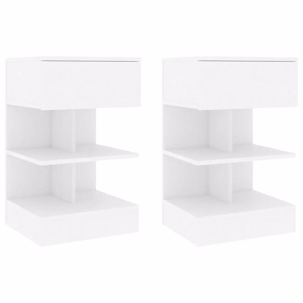 Berkfield Home Beautiful Bedside Cabinets, 2 Piece Set in White, W/D/H: 40 x 35 x 65 cm – 2