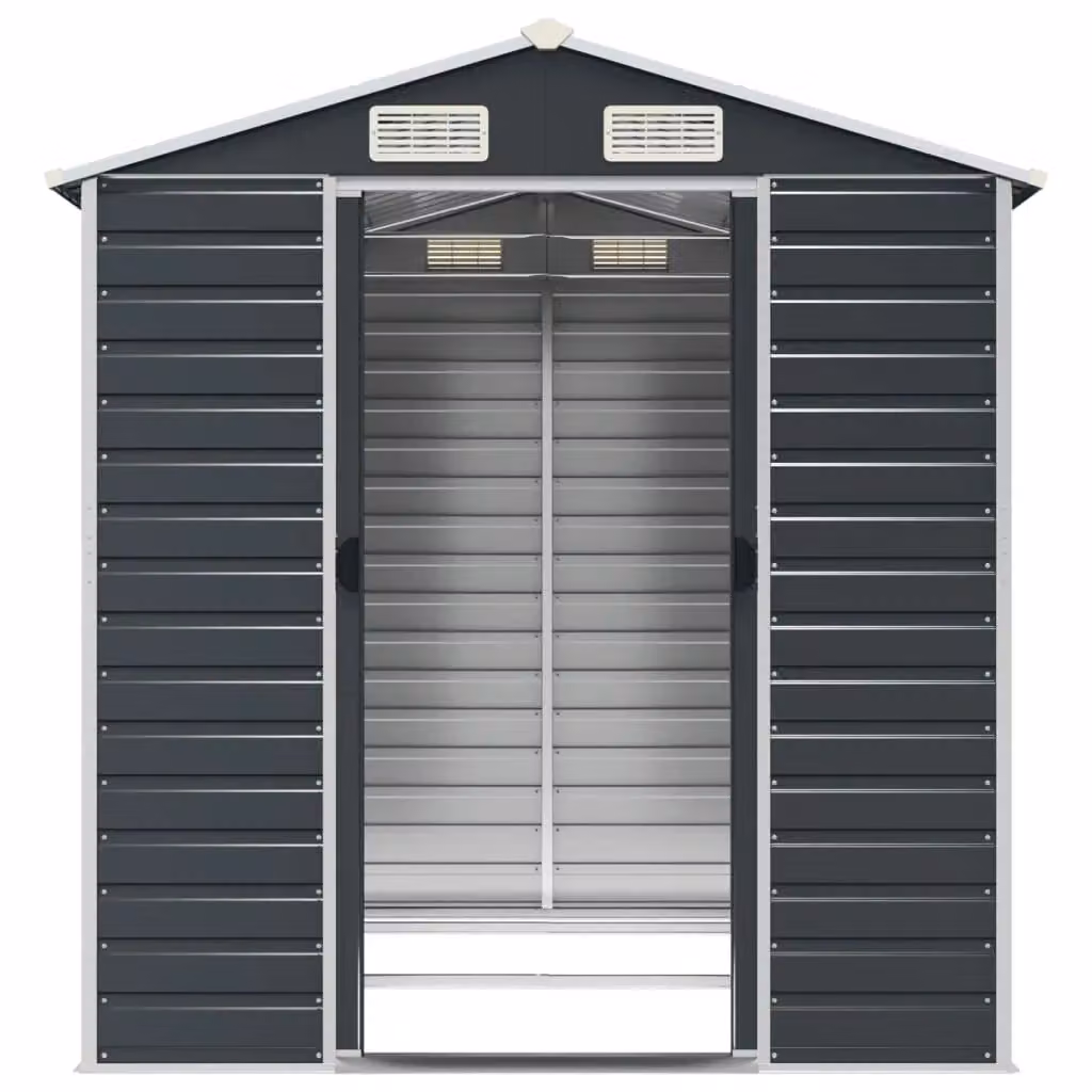 Berkfield Home Pent Garden Shed in Anthracite and Black Galvanised Steel, W: 191 cm, D: 215 cm, H: 198 cm – 3