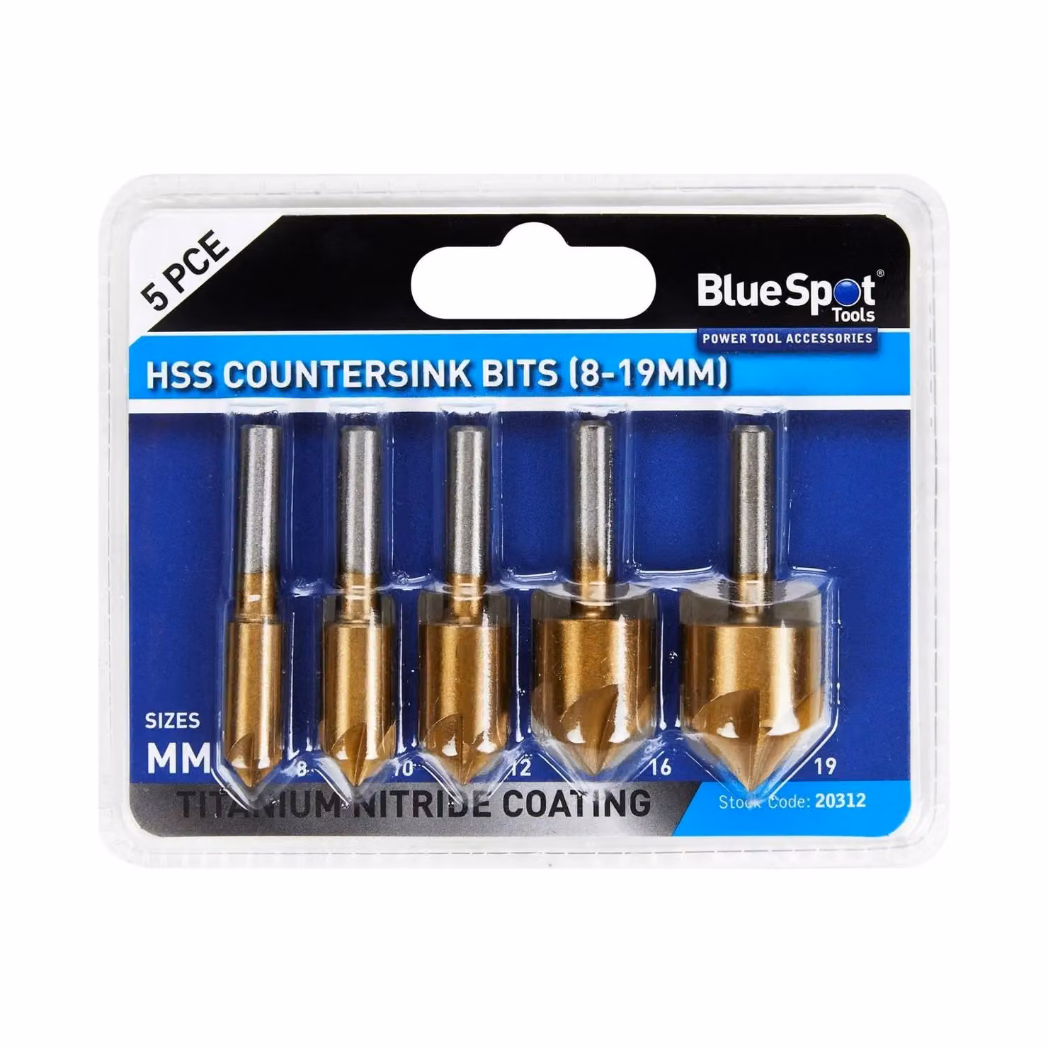 Bluespot Tools 5 Piece HSS Titanium Countersink Bit Set in Gold and Multicolour – 2