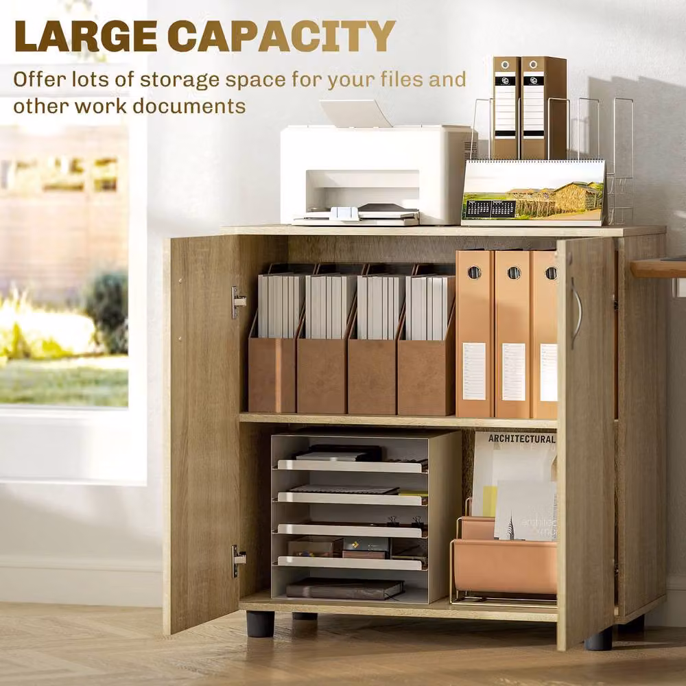 STILVORA Office Storage Cabinet with Lock in Brown Oak, W/D/H: 80 x 40 x 80 cm – 4