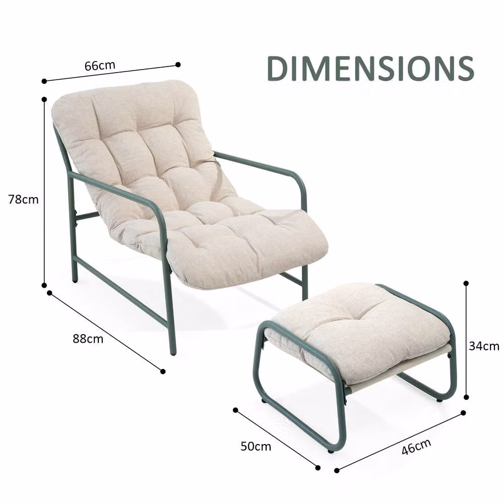 Crystals Sling Garden Lounge Chair with Footstool in Dark Green – 2