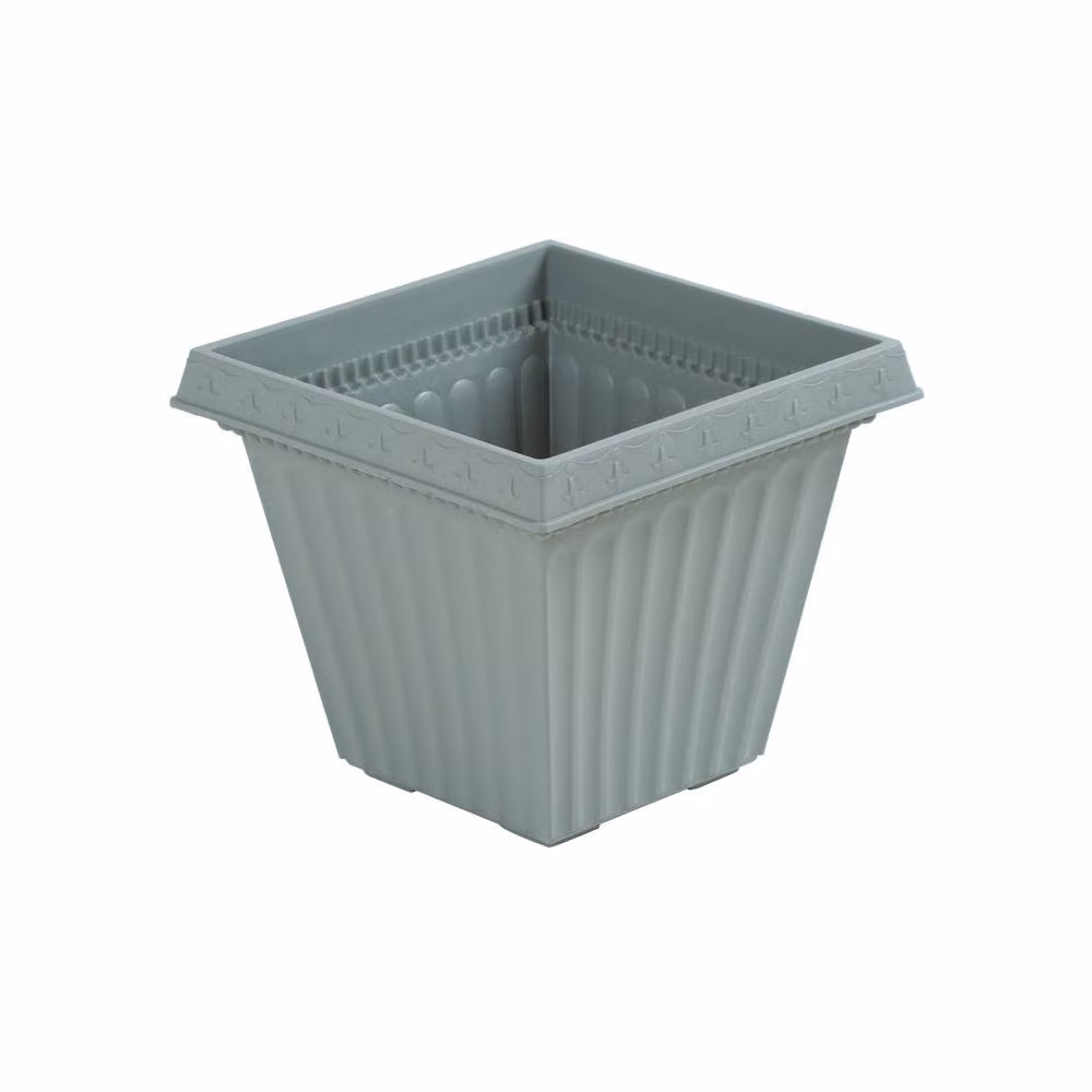 Wham Etruscan Square Plastic Garden Planter Tubs, Pack of 4, Green or Grey, W/D/H: 35 x 35 x 30 cm – 1