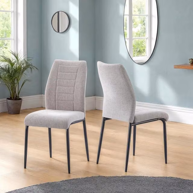 Seconique Chilton Dining Chair Set of 4 in Grey Fabric