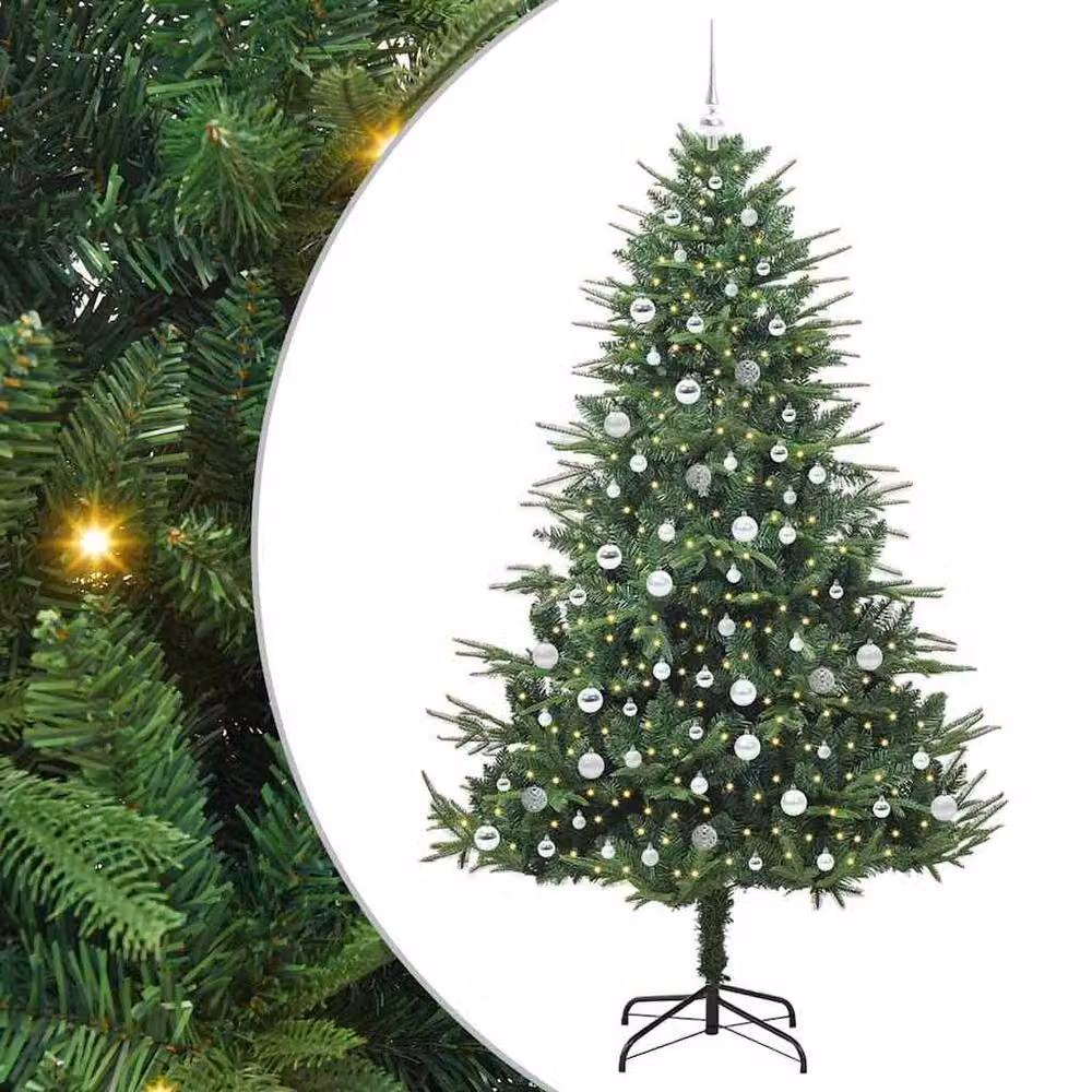 Berkfield Home Artificial Pre-lit Christmas Tree with Ball Set, Green, Height: 210 cm – 2