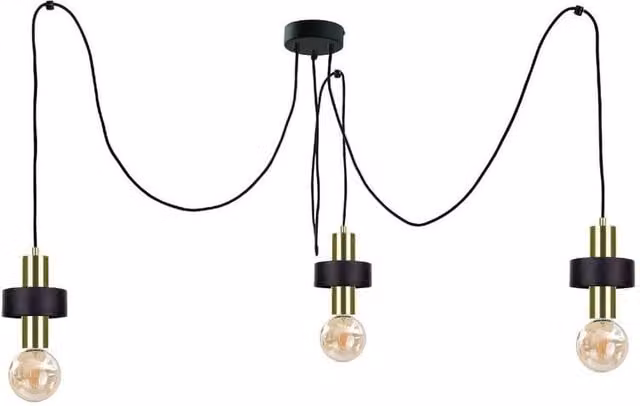 Netlighting Unica Cluster Pendant Ceiling Light in Black and Gold with 3x E27 Sockets