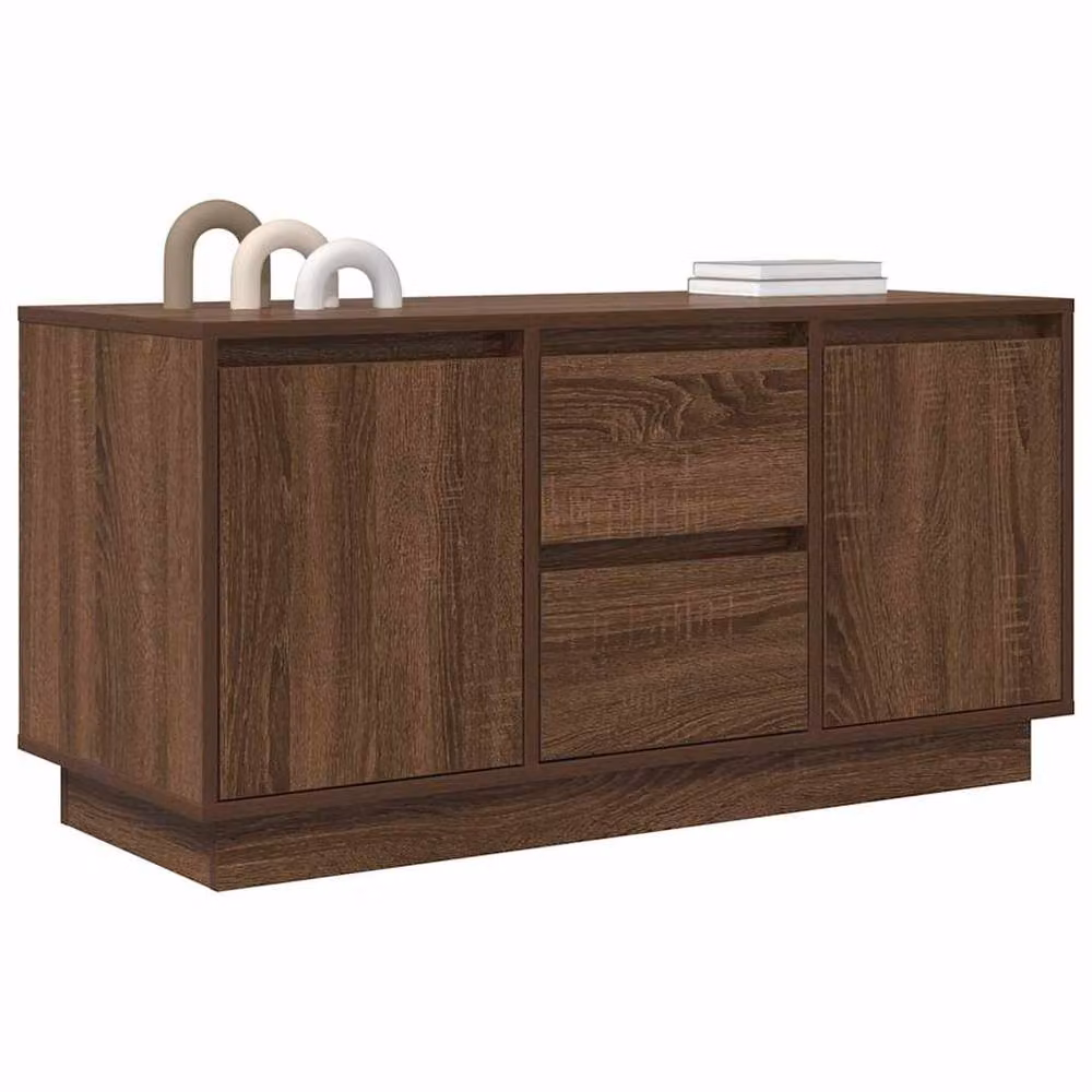Berkfield Home Modern TV Cabinet with LED Lights in Brown Oak, W/D/H: 100 x 41 x 50 cm – 5