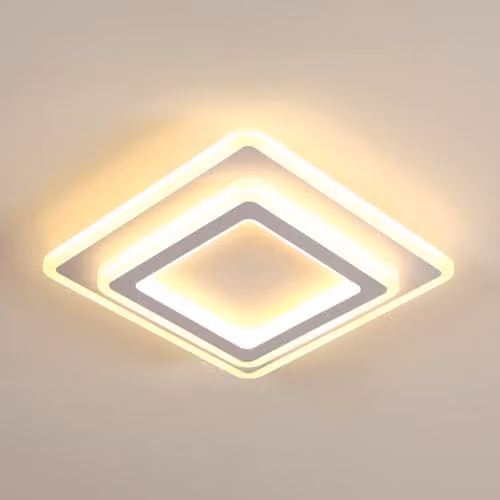 Goeco Square LED Ceiling Light, 44W, 4950LM, Modern White Acrylic Lampshade with Warm White 3000K Light, W/D/H: 29 x 29 x 5.5 cm – 1