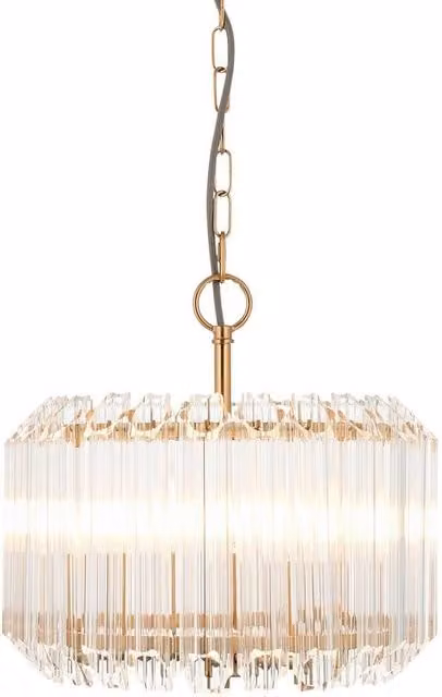 Netlighting Valentina Pendant Light with Transparent Glass and Gold/Brass Finish, 3x E14