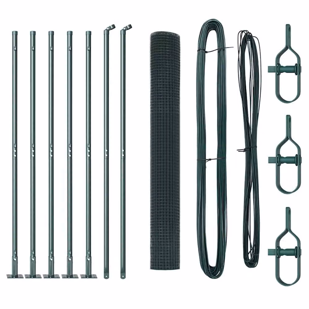 vidaXL Green Metal Fence Post Set of 2, 10 x 1 m – 3