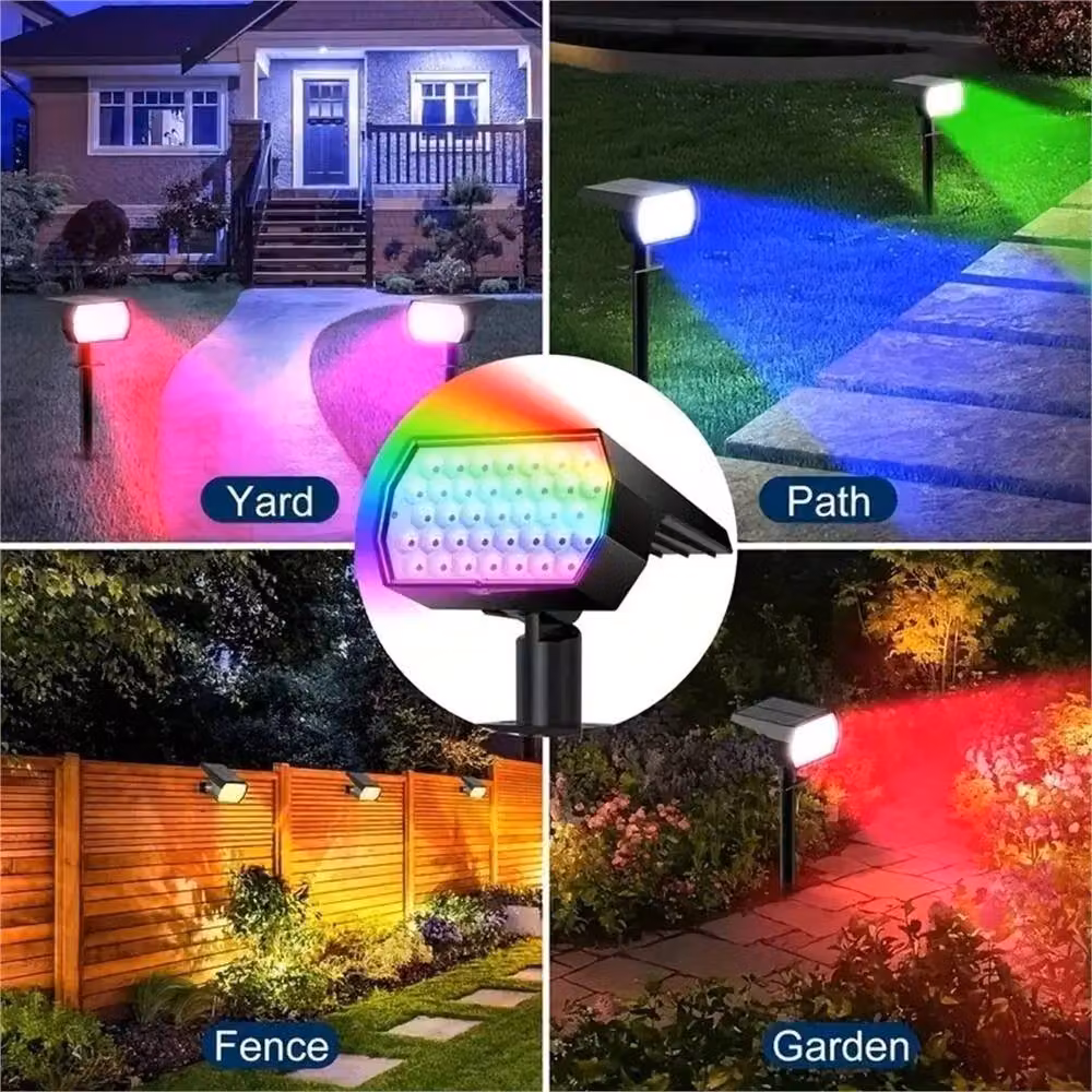 Kelvenix 8X RGB LED Solar Outdoor Garden Stake Pathway Spot Light, Black Multicolour – 6