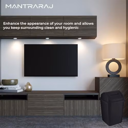 MantraRaj 5L Plastic Swing Top Bin in Black – 8
