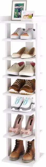 Dprodo 7-Tier White PVC Wood Plastic Shoe Rack with Adjustable Shelves – 1