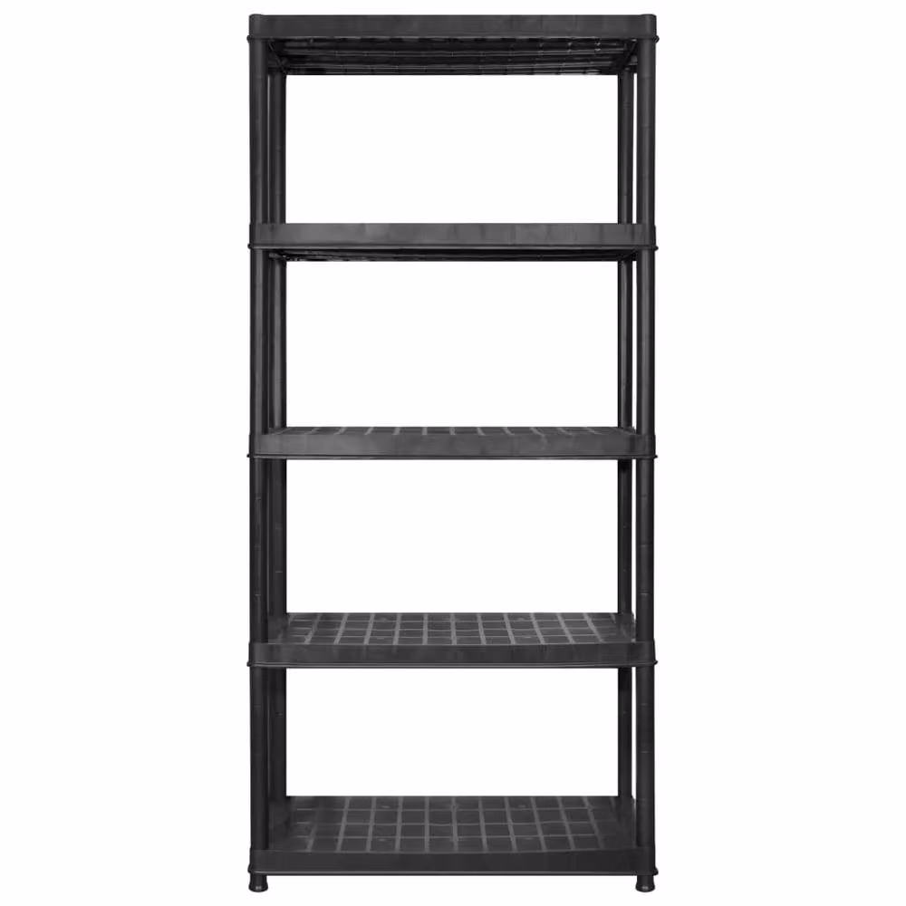 Berkfield Home 5-Tier Black Plastic Freestanding Storage Shelf, W/D/H: 340 x 40 x 185 cm – 2