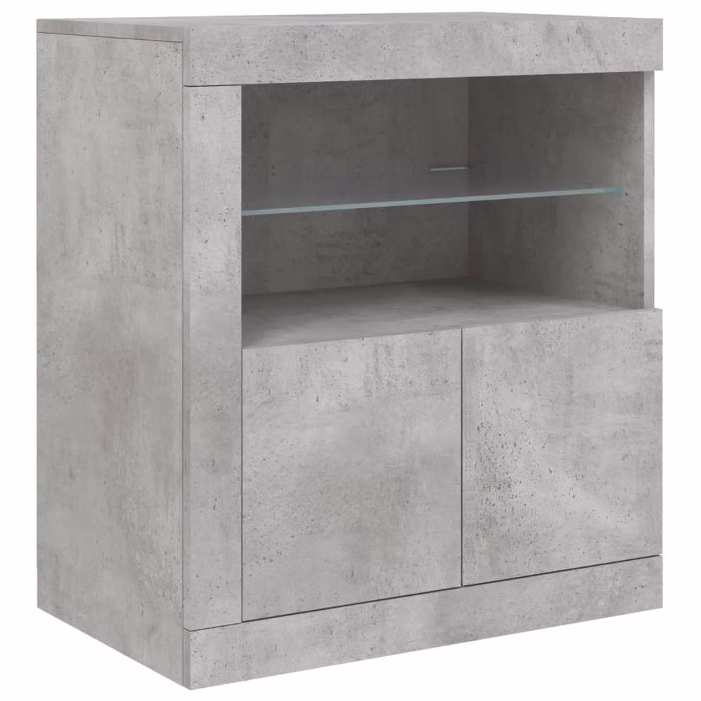 Berkfield Home Modern Sideboard with LED Lights in Concrete Grey, W/D/H: 162 x 37 x 67 cm – 4