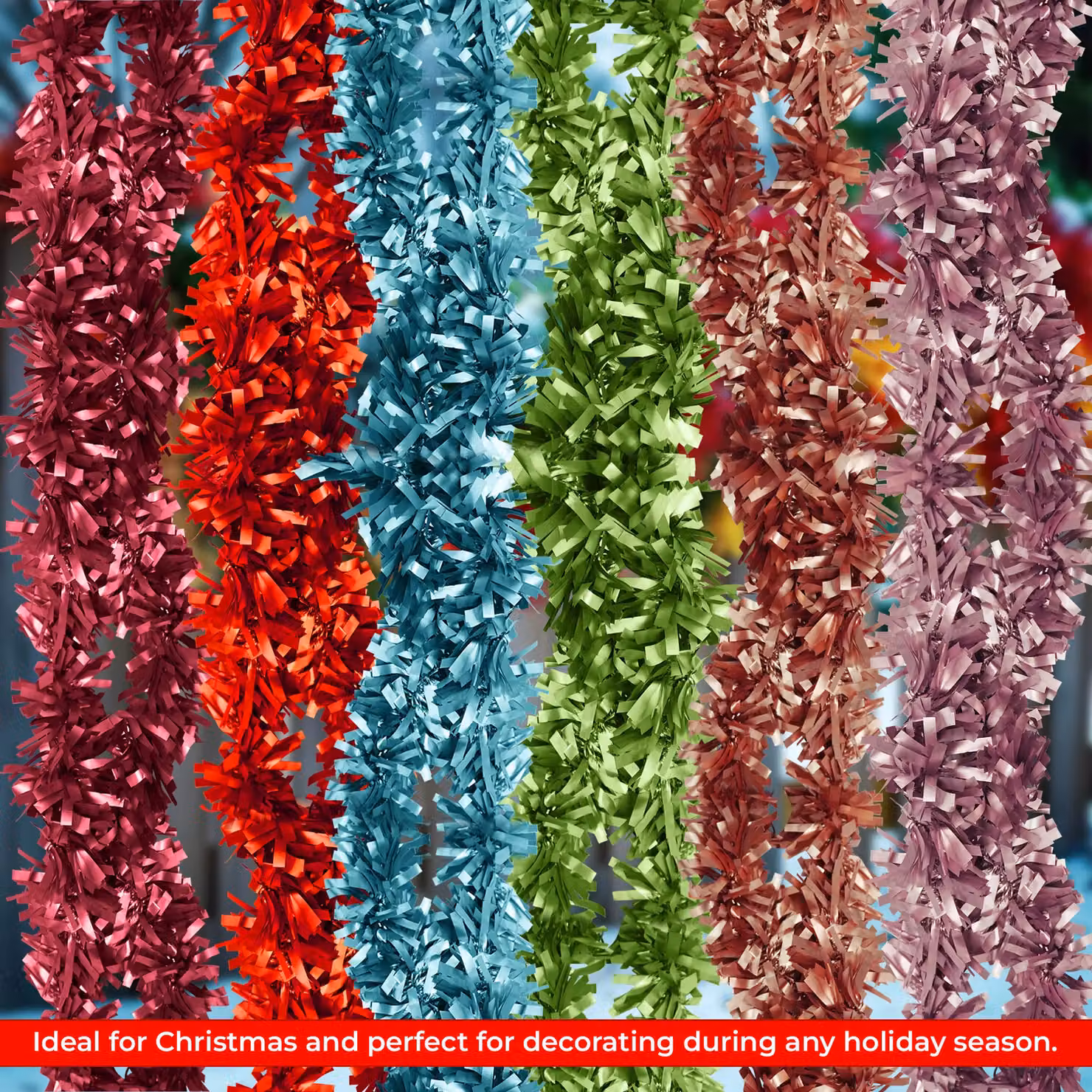 Neel Blue Shiny Metallic Chunky Tinsel Garland for Christmas and Parties – 4
