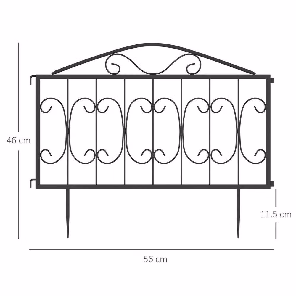 KORVIXA 4-Piece Black Garden Fencing Panels, Height: 100 cm – 2