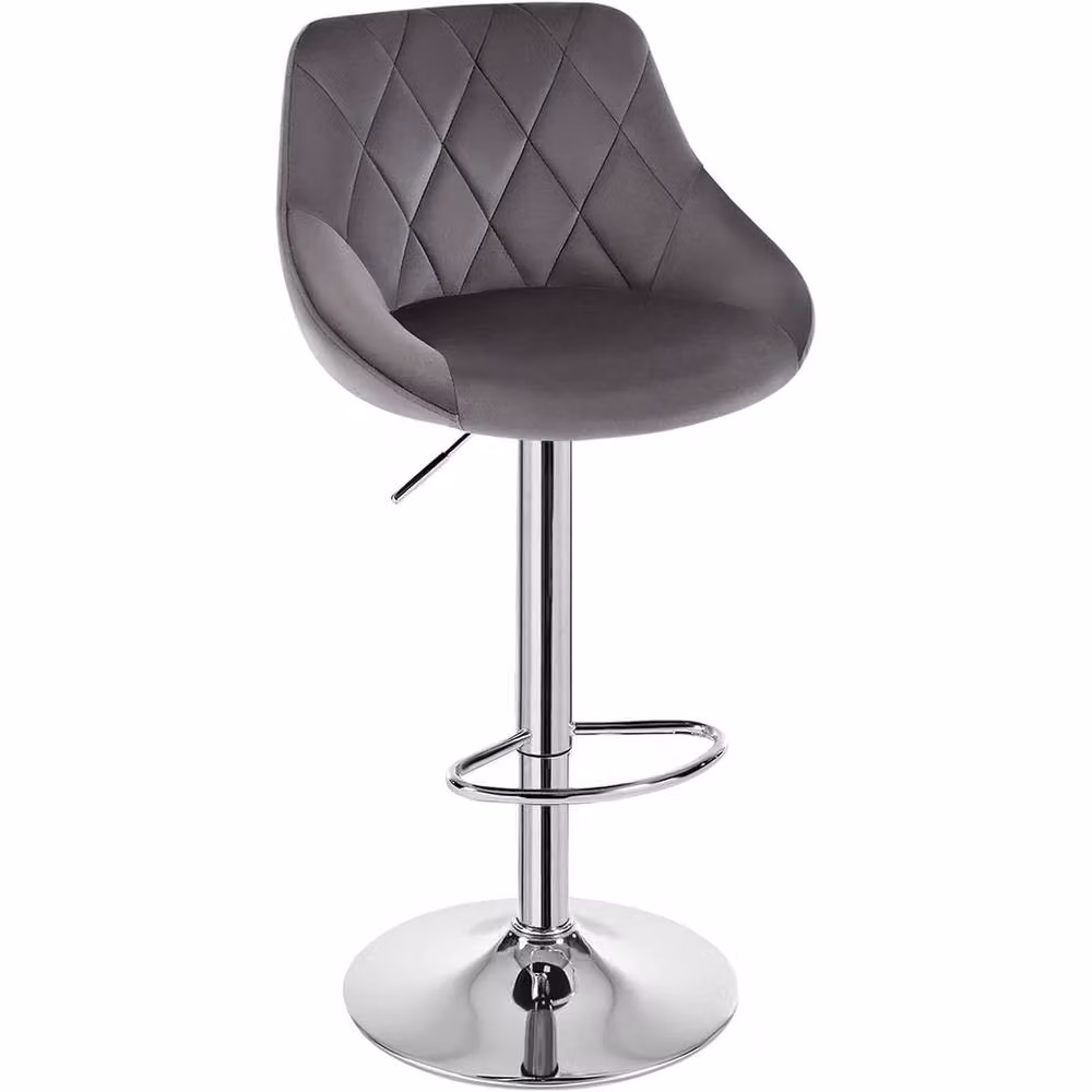 FORGEVIO Set of 2 Modern Metal Bar Stools in Grey with 360 Degree Swivel – 3