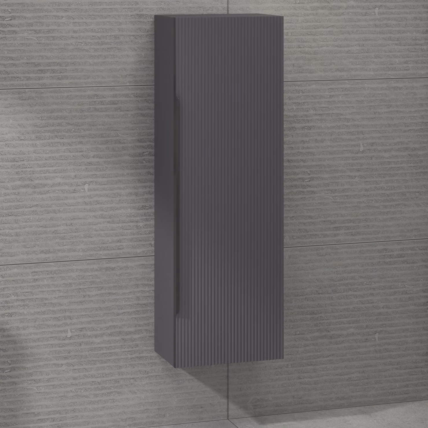 Royal Bathrooms Evora Wall Hung Tall Unit, Graphite Grey, W/D/H: 40 x 120 x 26 cm