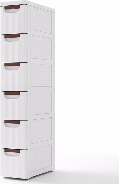 Costway 6 Drawer Tall Storage Cabinet with Castors in White – 1