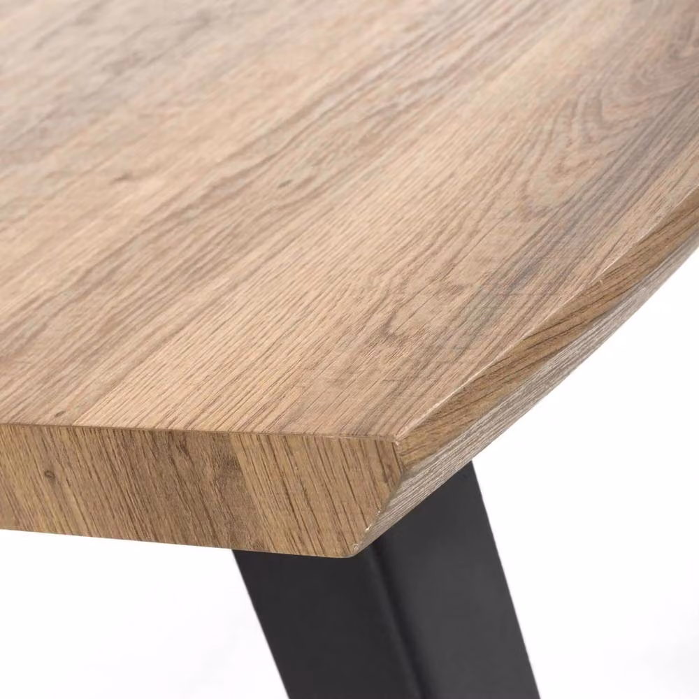 FWStyle Nassau Wave Edge Coffee Table in Brown Oak Effect with Black Metal Frame, W/D/H: 120 x 65 x 45 cm – 3