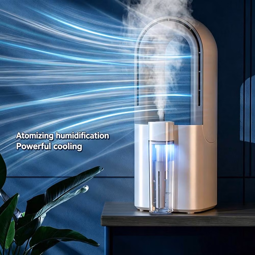 Quipulse Bladeless Cooling Fan with Humidification in White and Transparent – 3